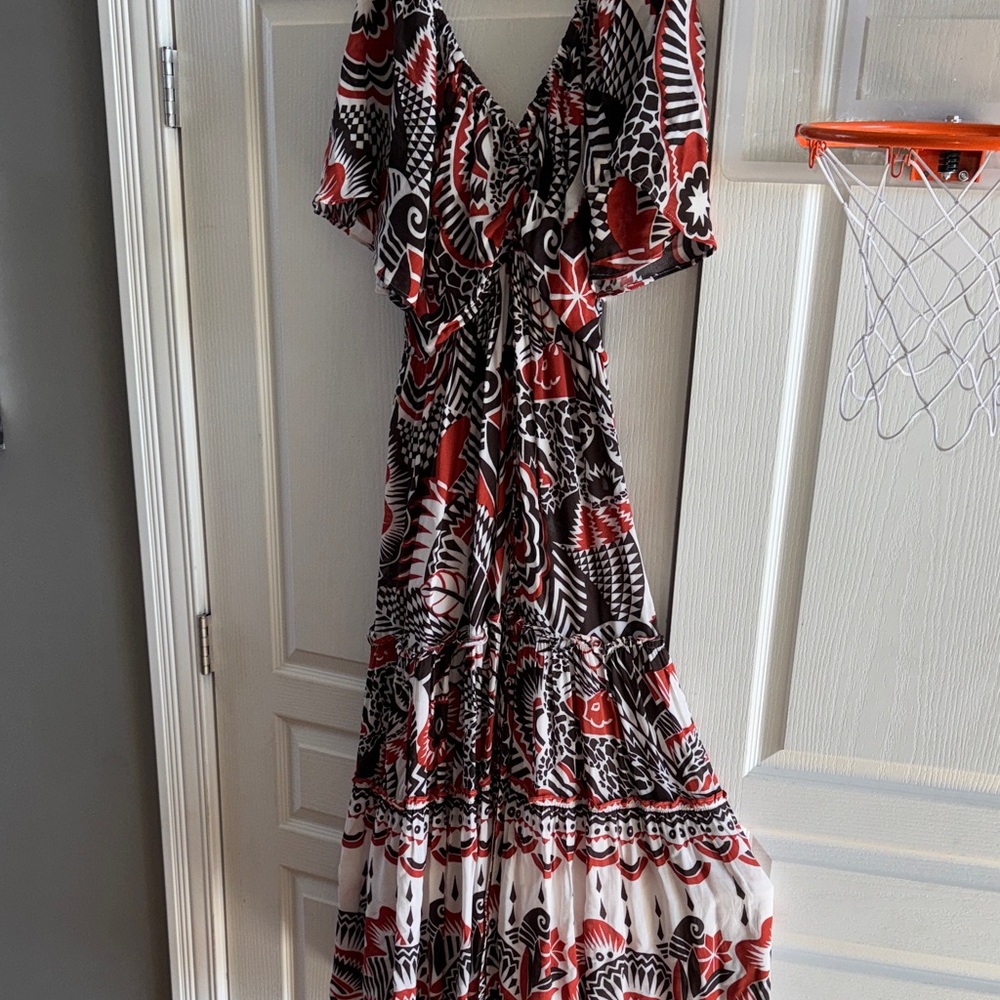 Anthropologie Black and Red Maxi Dress